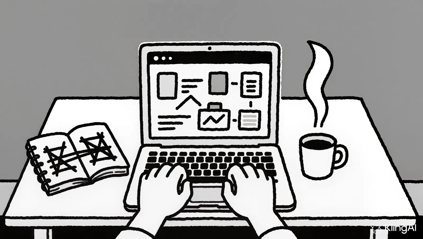 Working with laptop.