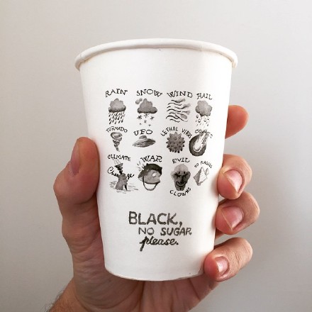 Paper cup drawing: Black, no sugar please.