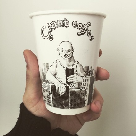 Paper cup drawing: Giant coffee.