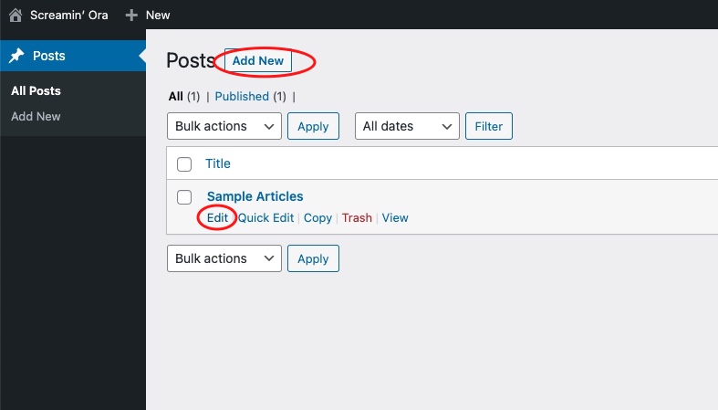 Managing post - Step 2: Add new or edit existing.